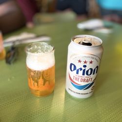 I Luv Dumplings - Orion beer with the cutest beer glass. That small glass reminded me of Japan