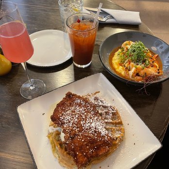 Alter Ego Tempe - Katsu Chicken & Waffle Shrimp and Grits - New American Near Me - Tempe, Arizona