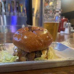 Custom Burger and Blonde beer