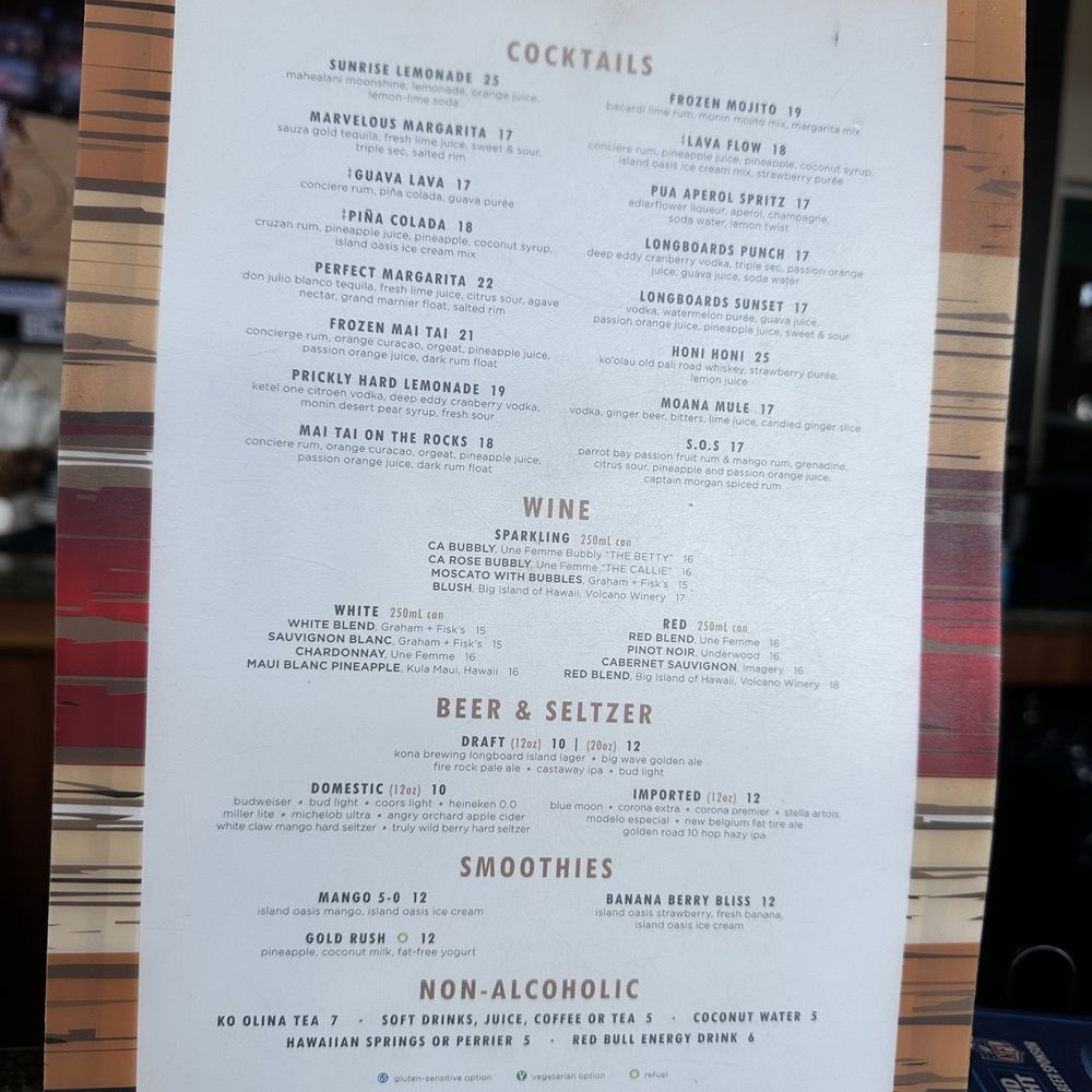 Longboards - menu - Bars Near Me - Kapolei, Hawaii Longboards - menu - Bars Near Me - Kapolei, Hawaii