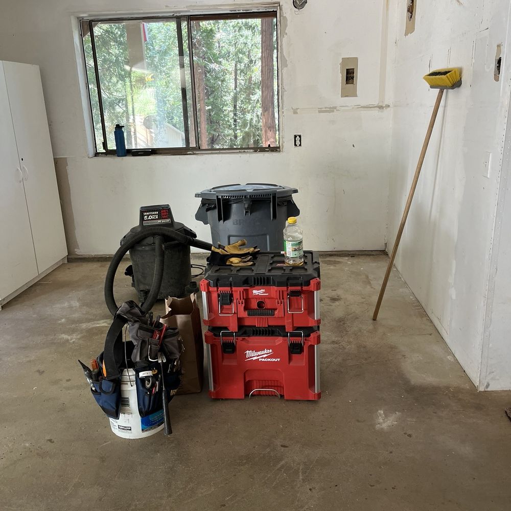 Before and after photos of our new garage cabinets!