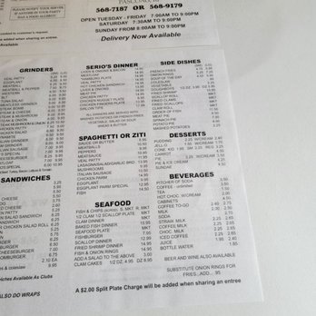 Serio's Pizzarama - menu and prices - Pizza Near Me - Pascoag, Rhode Island