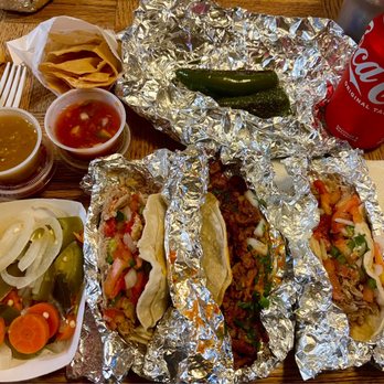 Taqueria Los Pericos - 2 carnitas and 1 Al pastor taco - Mexican Near Me - Dublin, California
