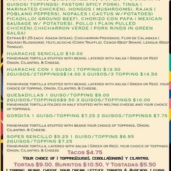 Huaraches Doña Chio - Menu - Mexican Near Me - Chicago, Illinois