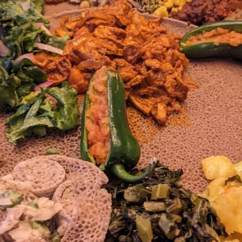 Ledet Restaurant - Veggie combo with vegan tibs. - Ethiopian Near Me - Stone Mountain, Georgia