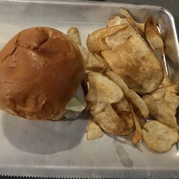 Veggie burger and chips