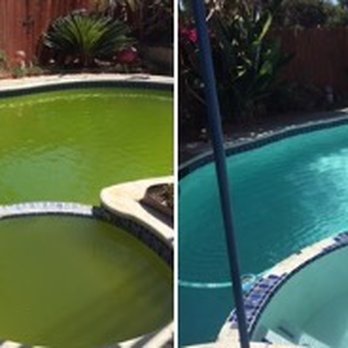 Isaac's Pool Care - Green pool before and after without draining. - Pool Cleaners Near Me - Santee, California