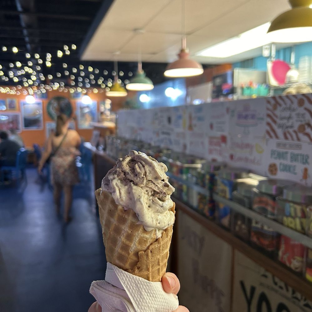 Andee's Custom Blended Ice Cream - Chocolate chip cookie dough in a waffle cone - Coffee & Tea Near Me - Clemson, South Carolina