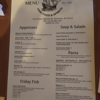 GIBS ON THE LAKE - Menu - Steakhouses Near Me - Kewaunee, Wisconsin GIBS ON THE LAKE - Menu - Steakhouses Near Me - Kewaunee, Wisconsin