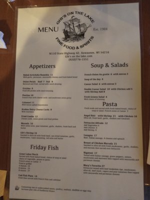 Menu photo 4 GIBS ON THE LAKE Kewaunee, WI Menu photo 4 GIBS ON THE LAKE Kewaunee, WI