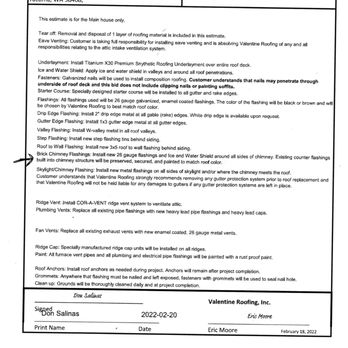 Valentine Roofing - this is the agreement for them to replace the flashing on the chimney - Roofing Near Me - Tukwila, Washington Valentine Roofing - this is the agreement for them to replace the flashing on the chimney - Roofing Near Me - Tukwila, Washington