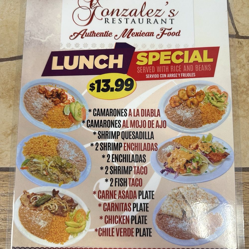 Gonzalez's Restaurant - Lunch specials menu - Mexican Near Me - Orange, California Gonzalez's Restaurant - Lunch specials menu - Mexican Near Me - Orange, California
