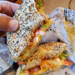 Bruegger's Bagels - Southwestern on everthing bagle.  Yum!×3
