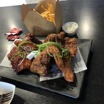 Chick Flag - Half & Half soy garlic & sweet and spicy, as well as the French Fries - Sandwiches Near Me - Garden Grove, California Chick Flag - Half & Half soy garlic & sweet and spicy, as well as the French Fries - Sandwiches Near Me - Garden Grove, California