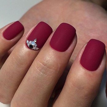TS Nails and Spa - Matte Red - Nail Salons Near Me - Houston, Texas