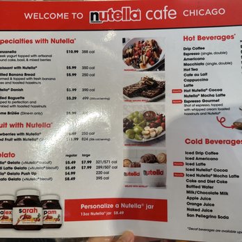Nutella Cafe - Menu - Desserts Near Me - Chicago, Illinois