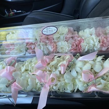 Adorable Flowers - Baby pink and white carnation lei and white double orchid lay with baby pink ribbon. Attached money myself - Florists Near Me - San Jose, California Adorable Flowers - Baby pink and white carnation lei and white double orchid lay with baby pink ribbon. Attached money myself - Florists Near Me - San Jose, California