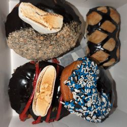 Diablo Doughnuts - S'mores, chocolate croissant, Rainbow in the Dark and Mexican Hot Chocolate
