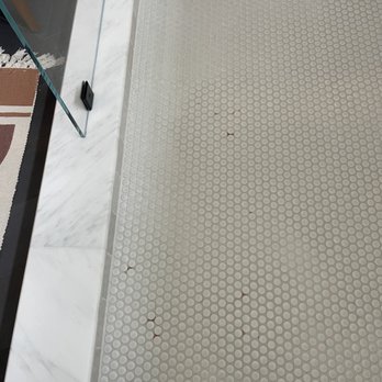 Glass and Mirror - Blood stains in grout from installation. - Glass & Mirrors Near Me - Blaine, Minnesota