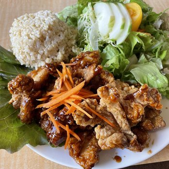White Guava Cafe - Fried chicken thighs with five spice sauce! - Burgers Near Me - Hilo, Hawaii