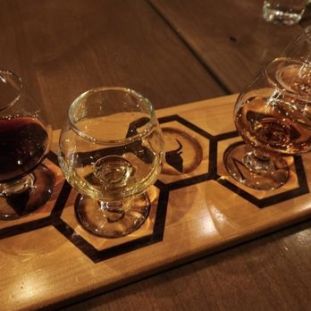 Superstition Meadery - Mead samples,  our favorite was the far left called Blackberry Turbo. So delicious! - Tapas/Small Plates Near Me - Prescott, Arizona
