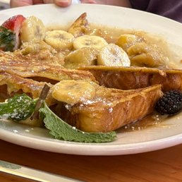 Banana's Foster French Toast and chicken sausage Banana's Foster French Toast and chicken sausage