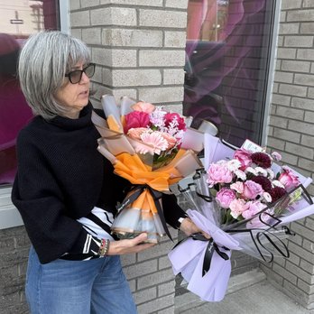 Florida Flowers - Margaret outside the Florida Flowers studio with a fresh peony, gerbera & rose bouquet. Hand-wrapped for same-day delivery in Scarborough - Florists Near Me - Scarborough, Ontario Florida Flowers - Margaret outside the Florida Flowers studio with a fresh peony, gerbera & rose bouquet. Hand-wrapped for same-day delivery in Scarborough - Florists Near Me - Scarborough, Ontario