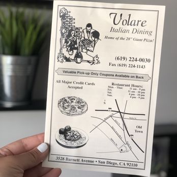 Volare - a menu for a restaurant - Italian Near Me - San Diego, California Volare - a menu for a restaurant - Italian Near Me - San Diego, California