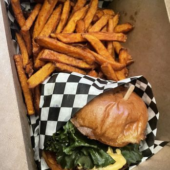 Planet Vegan - Single Burger Sweet Potatoes - Food Trucks Near Me - Fresno, California Planet Vegan - Single Burger Sweet Potatoes - Food Trucks Near Me - Fresno, California