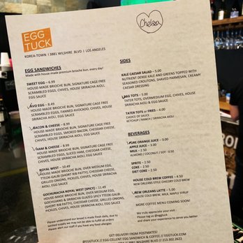 Egg Tuck - The menu and my order - Breakfast & Brunch Near Me - Los Angeles, California