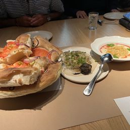 Focaccia, eggplant dip and hummus Focaccia, eggplant dip and hummus