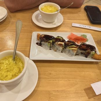 Ably Asian Cuisine - Egg drop soup and dragon roll. - Caterers Near Me - Jasper, Georgia
