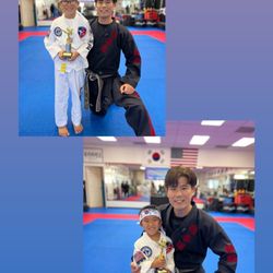 J S Black Belt Academy - When he got their yellow belt!  Babies!