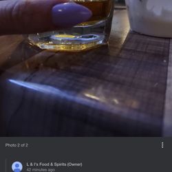 L & I's Food & Spirits - "Half the glass" of a spirit.