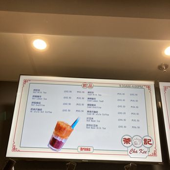 Cha Kee - the menu of a restaurant - Hong Kong Style Cafe Near Me - Richmond, British Columbia