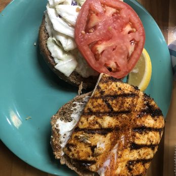 Coconuts Fish Cafe - Grills Grilled Mahi Mahi Sandwich with blackened Cajun seasoning. - Seafood Near Me - Kihei, Hawaii