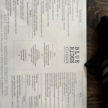 Blue Ridge Kitchen - Menu - Southern Near Me - Sebastopol, California