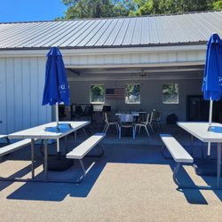 Seminary Springs - One of the outdoor seating area (smoking allowed) and a garage with additional seating.