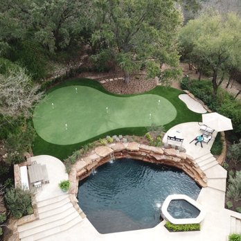Legacy Turf and Greens - 2500 sqft chipping green with bunker. - Artificial Turf Near Me - Austin, Texas Legacy Turf and Greens - 2500 sqft chipping green with bunker. - Artificial Turf Near Me - Austin, Texas