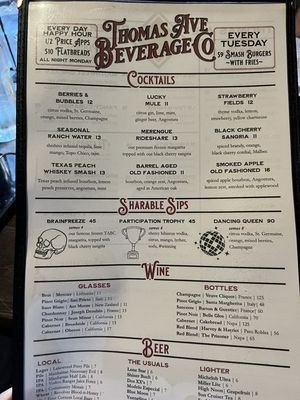 Menu photo 1 Thomas Avenue Beverage Dallas, TX Menu photo 1 Thomas Avenue Beverage Dallas, TX