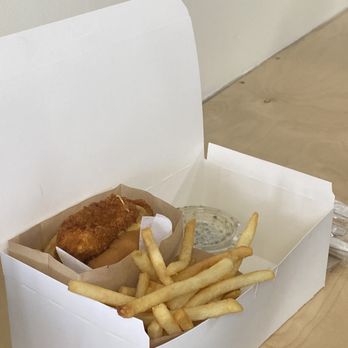 Daybird - Fish sandwich with caviar sauce on side - Chicken Shop Near Me - Los Angeles, California