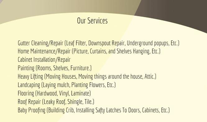 Slide of Tyler's Handyman Services