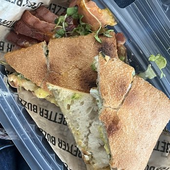 Better Buzz Coffee Bonita - Bacon Ciabatta with tomatoes and microgreens - Coffee & Tea Near Me - Bonita, California