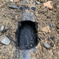 J&B Septic - Orangeburg pipe is very fragile and is very easy to identify. This was on a septic repair and inspection.