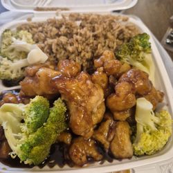 China Moon Carry Out - General Tso Shrimp with broccoli and fried rice