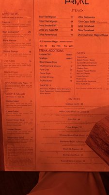 Menu photo 1 Primal Steakhouse The Colony, TX Menu photo 1 Primal Steakhouse The Colony, TX
