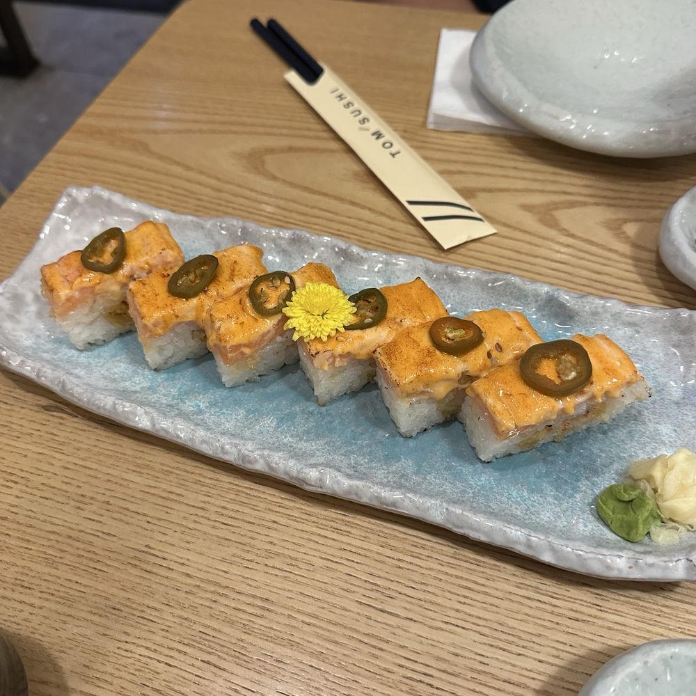 Tom Sushi - salmon jalapeño aburi hako - Sushi Bars Near Me - Vancouver, British Columbia Tom Sushi - salmon jalapeño aburi hako - Sushi Bars Near Me - Vancouver, British Columbia