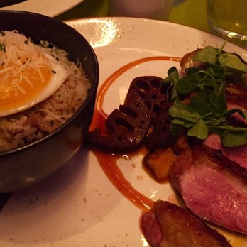 Morimoto - Duck Duck Duck w/ Roasted Duck Brest, Duck Confit Fried Rice, Duck Egg, Mandarin Oolong Reduction ~Brest perfectly done, rice underwhelming - Japanese Near Me - Philadelphia, Pennsylvania