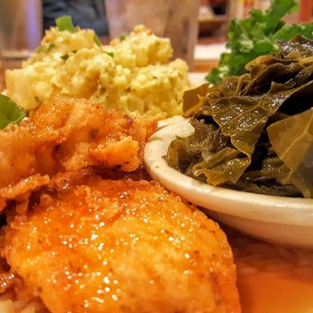 Carolina Kitchen - Spicy Chicken chunks, greens, and potatoes salad - Soul Food Near Me - Brandywine, Maryland