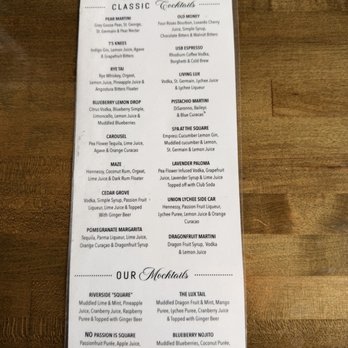 Union Square Bistro - Cocktail Menu - April 2026 - Mexican Near Me - Riverside, Rhode Island